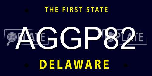 AGGP82 Delaware License Plate