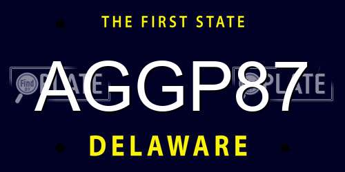 AGGP87 Delaware License Plate