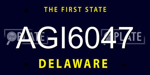 AGI6047 Delaware License Plate