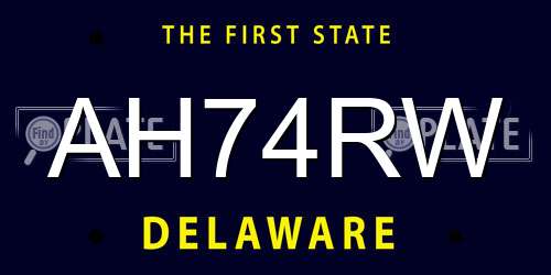 AH74RW Delaware License Plate
