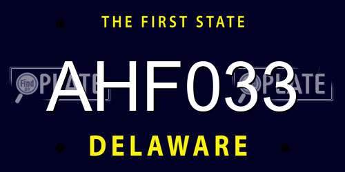 AHF033 Delaware License Plate