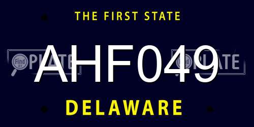 AHF049 Delaware License Plate