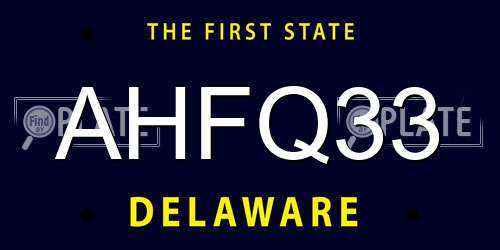 AHFQ33 Delaware License Plate