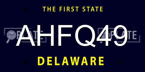 AHFQ49 Delaware License Plate