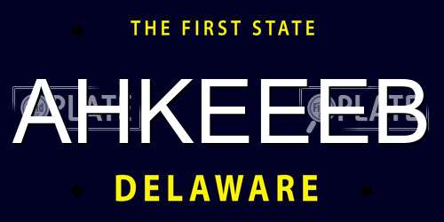 AHKEEEB Delaware License Plate