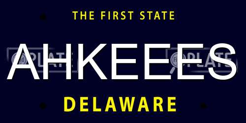 AHKEEES Delaware License Plate