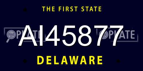 AI45877 Delaware License Plate