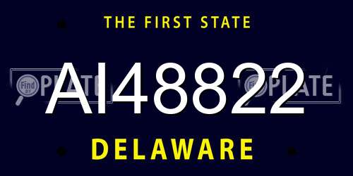 AI48822 Delaware License Plate