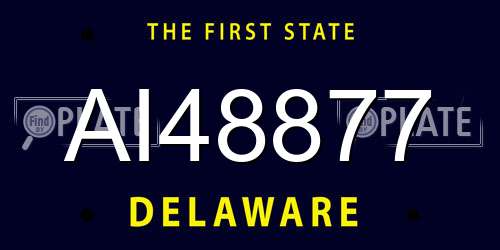 AI48877 Delaware License Plate
