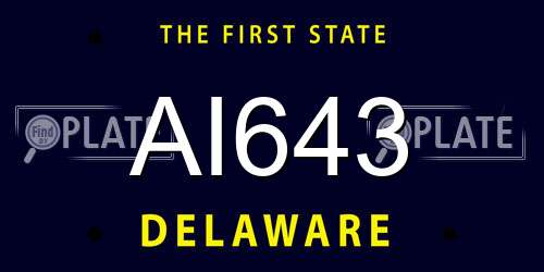 AI643 Delaware License Plate