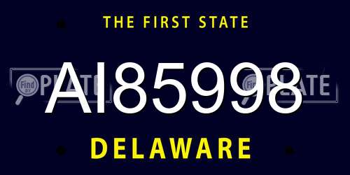 AI85998 Delaware License Plate