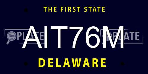 AIT76M Delaware License Plate
