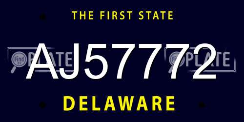 AJ57772 Delaware License Plate
