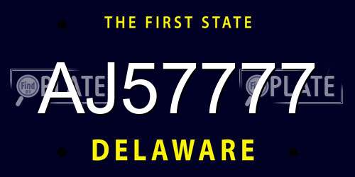 AJ57777 Delaware License Plate