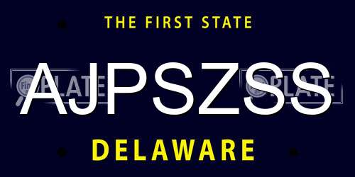 AJPSZSS Delaware License Plate