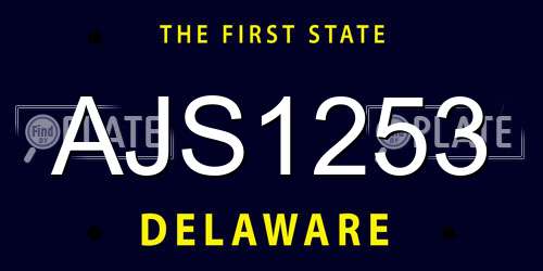 AJS1253 Delaware License Plate