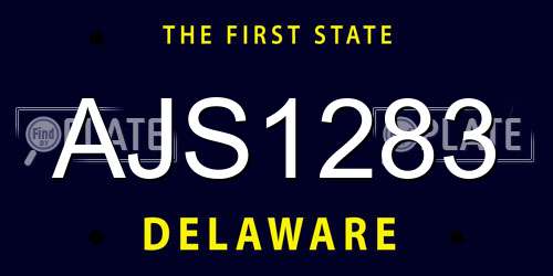 AJS1283 Delaware License Plate