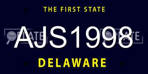 AJS1998 Delaware License Plate