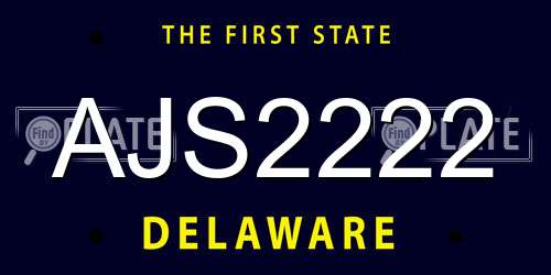 AJS2222 Delaware License Plate
