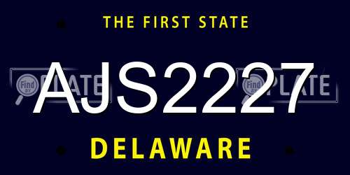AJS2227 Delaware License Plate
