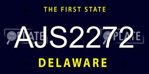AJS2272 Delaware License Plate