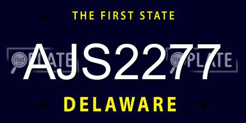 AJS2277 Delaware License Plate