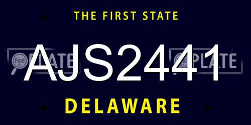 AJS2441 Delaware License Plate