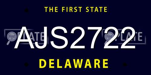 AJS2722 Delaware License Plate
