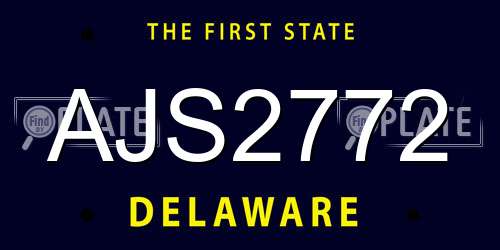 AJS2772 Delaware License Plate