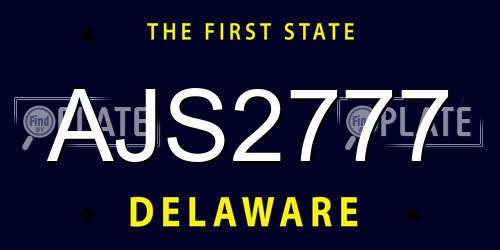 AJS2777 Delaware License Plate