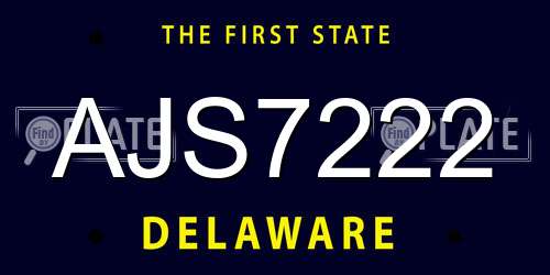 AJS7222 Delaware License Plate