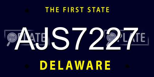 AJS7227 Delaware License Plate