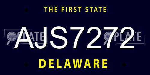 AJS7272 Delaware License Plate
