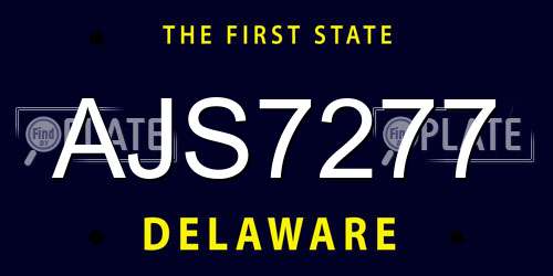 AJS7277 Delaware License Plate