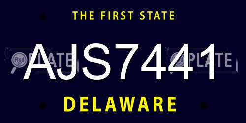 AJS7441 Delaware License Plate
