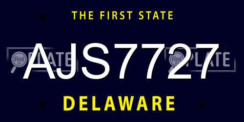 AJS7727 Delaware License Plate