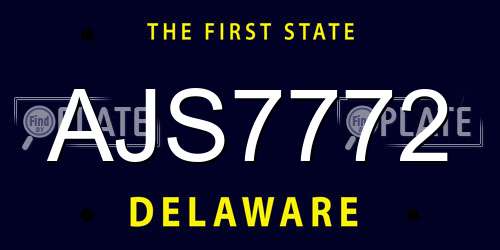 AJS7772 Delaware License Plate