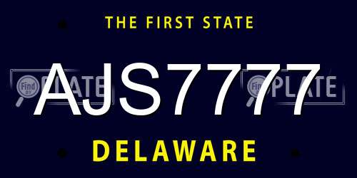 AJS7777 Delaware License Plate