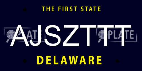 AJSZTTT Delaware License Plate