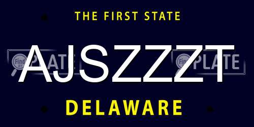 AJSZZZT Delaware License Plate