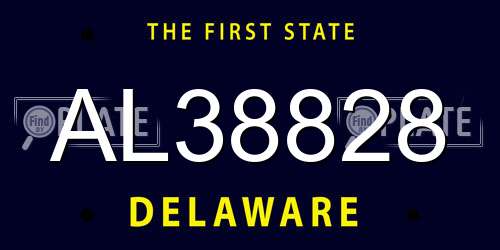 AL38828 Delaware License Plate