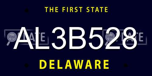 AL3B528 Delaware License Plate