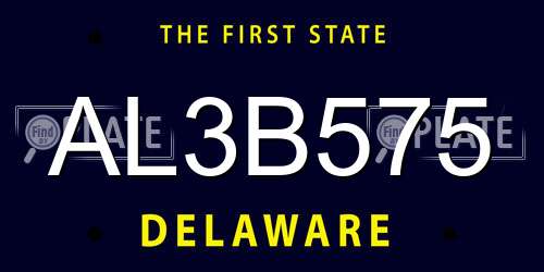 AL3B575 Delaware License Plate