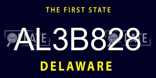 AL3B828 Delaware License Plate