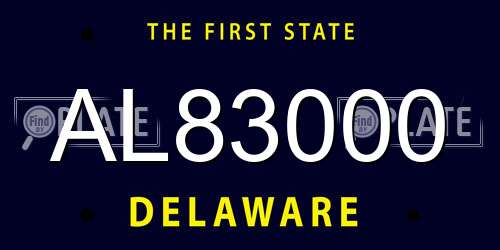AL83000 Delaware License Plate