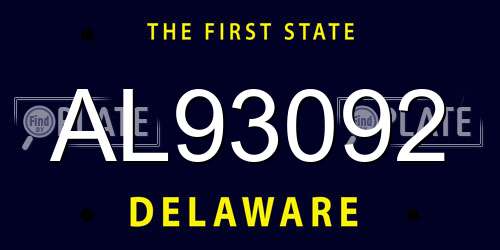 AL93092 Delaware License Plate