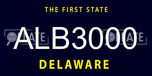 ALB3000 Delaware License Plate