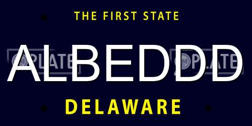 ALBEDDD Delaware License Plate