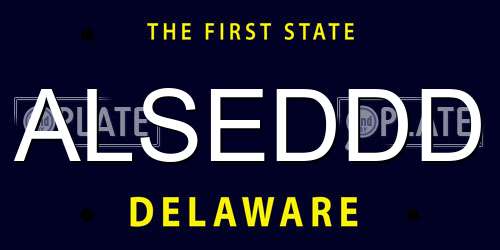 ALSEDDD Delaware License Plate