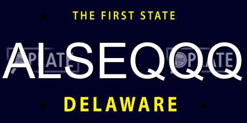 ALSEQQQ Delaware License Plate